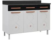 Balcão de Cozinha para Pia em Aço Mirage New 3 Portas 3 Gavetas Branco/Preto - Telasul