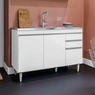 Balcão de Cozinha para Pia Pursat MDP/BP Branco G96 - Gran Belo Balcão de Cozinha para Pia Pursat MDP/BP Branco G96 - Gran Belo