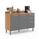 Balcão De Cozinha Pia 120cm 3 Gavetas e 2 Portas Moderno Espaçosa Multifuncional Aparador Armário