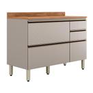Balcão de Cozinha Proença D9140BT 120 cm 1 Porta Basculante e 4 Gavetas com Tampo Nogueira Nude Prime TX - Demartêz