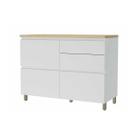Balcão de Cozinha Rainha 1 Porta e 4 Gaveta c/ Tampo 120 cm Branca/Nature - Nesher Balcão de Cozinha Rainha 1 Porta e 4 Gaveta c/ Tampo 120 cm Branca/Nature - Nesher