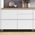 Balcão de Cozinha Rainha Nesher MDF 1 Porta Basculante e 4 Gavetas Branco Nature Balcão de Cozinha Rainha Nesher MDF 1 Porta Basculante e 4 Gavetas Branco Nature