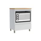 Balcão de Cozinha Rainha p/ Forno 1 Porta c/Tampo 70 cm Branca/Nature - Nesher Balcão de Cozinha Rainha p/ Forno 1 Porta c/Tampo 70 cm Branca/Nature - Nesher