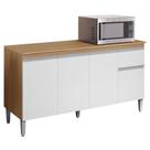 Balcão De Cozinha Tatiane Com Tampo 145cm Amêndoa Branco - Ajl Balcão De Cozinha Tatiane Com Tampo 145cm Amêndoa Branco - Ajl