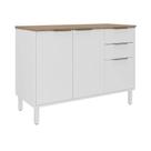 Balcão de Cozinha Triplo com Tampo Renova 3 Pt 2 Gvt 120cm Branco Balcão de Cozinha Triplo com Tampo Renova 3 Pt 2 Gvt 120cm Branco