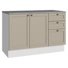 Balcão de Pia 120 cm 2 Portas 3 Gavetas (Com Tampo) Branco/Crema Vik Madesa