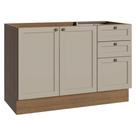 Balcão de Pia 120 cm 2 Portas 3 Gavetas (Sem Tampo) Rustic/Crema Vik Madesa