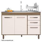 Balcão de Pia 3 Portas 2 Gavetas 120cm Flex Cavalho OAK Off White - Poliman