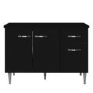 Balcão de Pia 3 Portas Gabriela 120 cm Preto Fosco 1869 Sem Tampo AJL Móveis