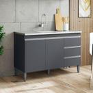 Balcão De Pia Ambiente Andréia 100 Cm Cinza Fosco Ajl