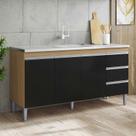 Balcão de Pia Ambiente Andréia 150 cm Amendoa Preto AJL