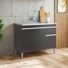 Balcão De Pia Ambiente Tatiane 100cm Preto Fosco - Ajl