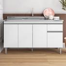 Balcão De Pia Ambiente Tatiane 145 Cm Branco Brilho - Ajl Balcão De Pia Ambiente Tatiane 145 Cm Branco Brilho - Ajl