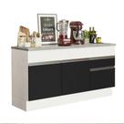 Balcão de Pia Armário de Cozinha 150 cm 2 Portas e 2 Gavetas (Com Tampo) Branco/Preto Glamy Madesa