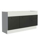 Balcão de Pia Cozinha 150 cm 2 Portas e 2 Gavetas (Sem Tampo e Pia) Branco/Preto Agata Madesa