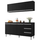 Balcão de Pia e Aéreo Andréia 160 cm Preto 1826 1843 AJL Móveis