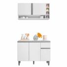 Balcão de Pia e Aéreo Cozinha Vanessa 105cm Branco Sem Tampo AJL Móveis Balcão de Pia e Aéreo Cozinha Vanessa 105cm Branco Sem Tampo AJL Móveis