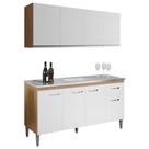Balcão de Pia Gabriela 150cm e Armário Aéreo Andréia Amêndoa Branco - AJL