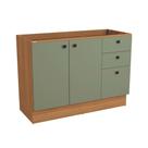 Balcão de Pia Kappesberg Pixel 2 Portas 3 Gavetas Canela/Verde Frevo 120cm
