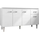 Balcão de Pia Para Cozinha 150 Cm Graziela 4 Portas 1 Gaveta Branco Preto