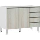 Balcão De Pia Sem Tamp 120cm Branco Com Legno Crema