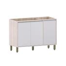 Balcão De Pia Sem Tampo Para Cozinha 120cm 3 Portas Art Luci Pátina-cinza Cristal