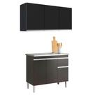 Balcão De Pia Tatiane 100cm E Armário Aéreo Andréia 3 Portas Preto Fosco - Ajl Balcão De Pia Tatiane 100cm E Armário Aéreo Andréia 3 Portas Preto Fosco - Ajl