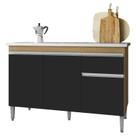 Balcão de Pia Tatiane 120 cm Amendoa Preto - AJL Balcão de Pia Tatiane 120 cm Amendoa Preto - AJL