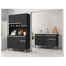 Balcão de Pia Tatiane 120 cm e Armário Cozinha Kit Márcia Ambiente Preto Fosco - AJL
