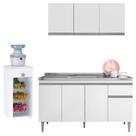 Balcão De Pia Tatiane 145 Cm E Armário Aéreo Andréia 3 Portas 120 Cm Com Fruteira Monalise Branco Brilho - Ajl Balcão De Pia Tatiane 145 Cm E Armário Aéreo Andréia 3 Portas 120 Cm Com Fruteira Monalise Branco Brilho - Ajl