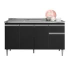 Balcão De Pia Tatiane 150 Cm Preto Fosco - Ajl Balcão De Pia Tatiane 150 Cm Preto Fosco - Ajl