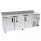 Balcao De Servico Refrigerado 2500 Inox Tampo Liso Com Espelho Borda Vbsr25 Venancio