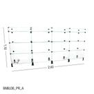Balcão de Vidro com Porta Bijuteria - C/ Conectivo Preto - MOD.60 - 2,40 x 1,10 x 0,40m