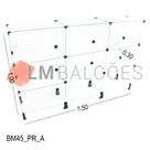 Balcão de Vidro Temperado 4MM MÓD.50 - 1,50 x 1,00 x 0,30m