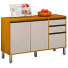 Balcão Eduarda 3 Portas 2 Gavetas para Cozinha Chf Cor Cinamomo Off White