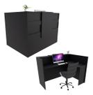 Balcão em L Caixa 124cm Preto - Linha Premium - Mod 1.1
