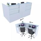 Balcão em L Recepção Caixa 179cm Branco Alto Padrão 100%Mdf Modelo 1.1