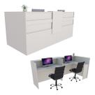 Balcão em L Recepção Caixa 253cm Branco - Linha Premium 1.1