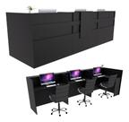 Balcão em L Recepção Caixa 310cm Preto - Linha Premium 1.1