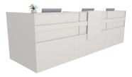 Balcão em L Recepção Caixa 330cm Off White Linha Premium 1.1