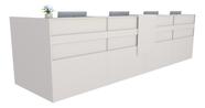 Balcão em L Recepção Caixa 373cm Off White Linha Premium 1.1