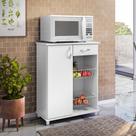 Balcão Fruteira 67cm Armário Multiuso Cozinha Porta Gaveta Cesto Branco