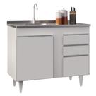 Balcão Gabinete 100cm Sem Tampo 3 Portas 2 Gavetas Luziania Branco - Lumil Móveis Balcão Gabinete 100cm Sem Tampo 3 Portas 2 Gavetas Luziania Branco - Lumil Móveis