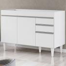 Balcão Gabinete 120cm 3 Portas 2 Gavetas Michigan Branco - Lumil