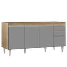 Balcão Gabinete 160cm Sem Tampo 4 Portas 2 Gavetas Arkansas Castanho/Cinza - Lumil Móveis