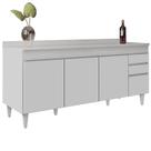 Balcão Gabinete 180cm com Tampo Dallas Branco - Lumil Balcão Gabinete 180cm com Tampo Dallas Branco - Lumil