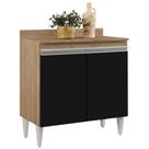 Balcão Gabinete 80cm 2 Portas Hawai Castanho/Preto - Lumil Móveis Balcão Gabinete 80cm 2 Portas Hawai Castanho/Preto - Lumil Móveis