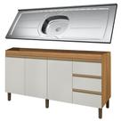 Balcão Gabinete Com Pia 160cm 3 Portas Karen P14 Nature/Off White - Mpozenato