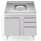 Balcão Gabinete Com Pia Inox 100cm 2 Portas 2 Gavetas Luziania Branco - Lumil Móveis