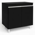Balcão Gabinete Cozinha Lux 79cm 100% MDF 02 Portas Com Tampo Preto - Desk Design